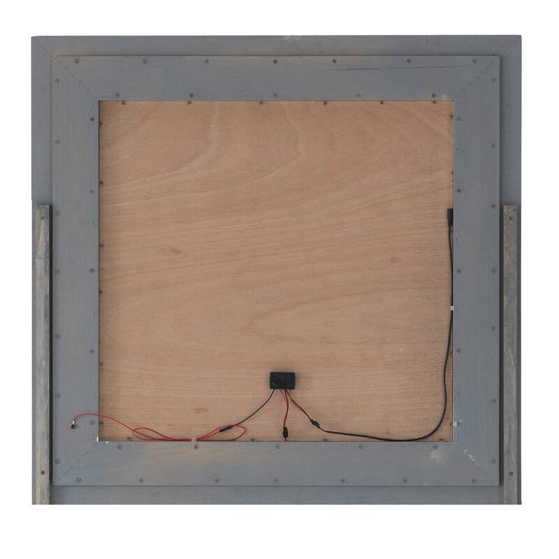 Wooden Framed Square Dresser Mirror - 38" - Silver Champagne Finish