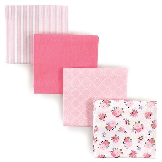 Luvable Friends Baby Girl Cotton Flannel Receiving Blankets, Garden 4-Pack, One Size - Garden 4-Pack - One Size