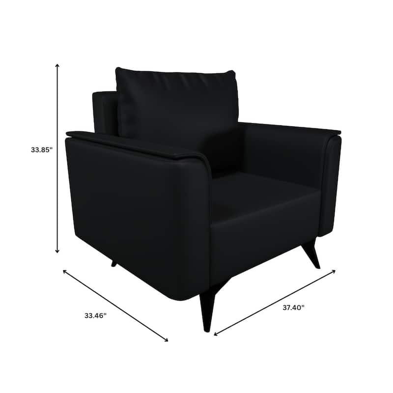 Rusk Single-Seater Leather Sofa Couch with Steel Legs and Removable Cushions for Home Office Living Room & Bedroom