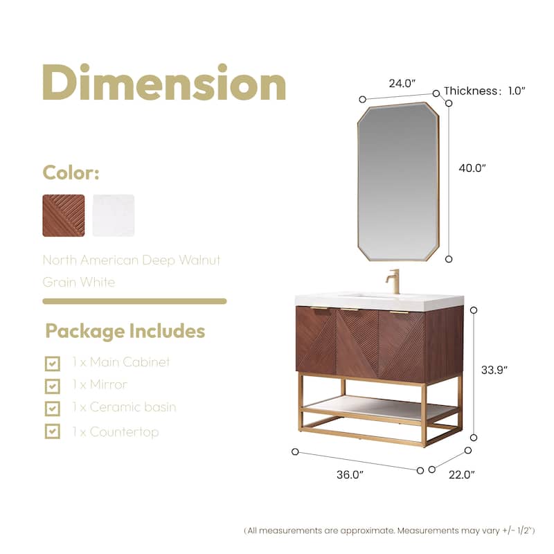 Mahon Single Bath Vanity with Composite Stone Top and Mirror