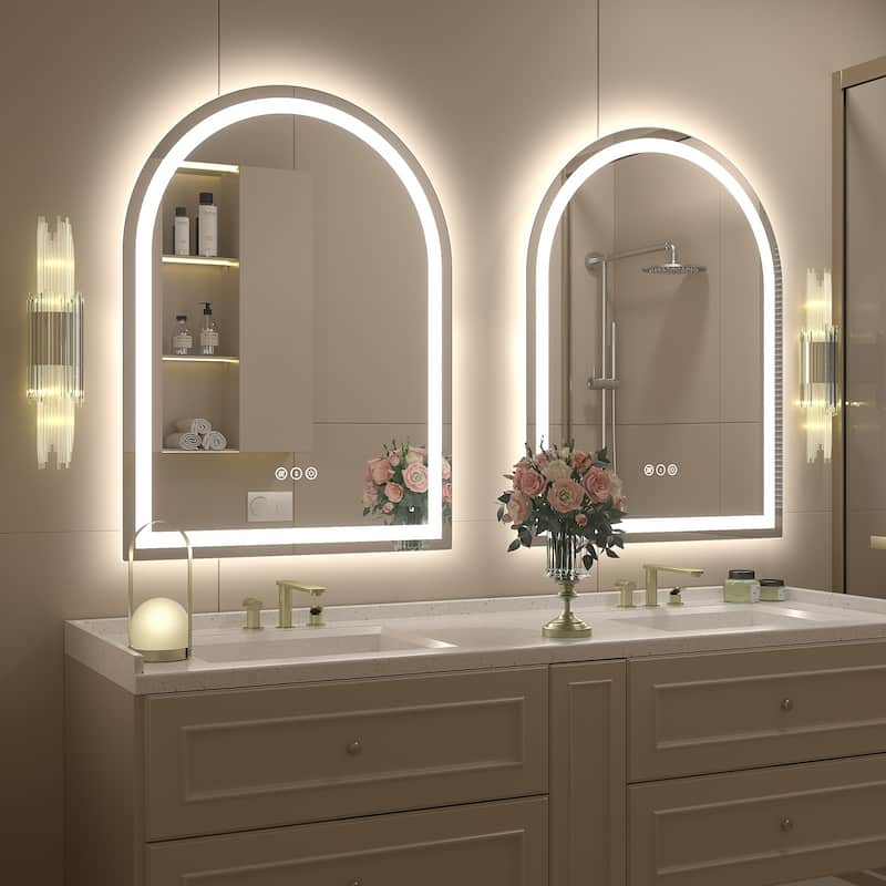 UL Certified Arched LED Anti-fog Tempered Glass Wall Bathroom Vanity Mirror