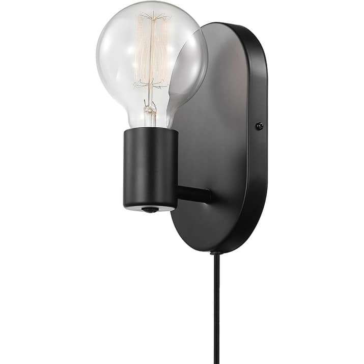 1-light wall sconce light matte black bedroom light metal mounting light