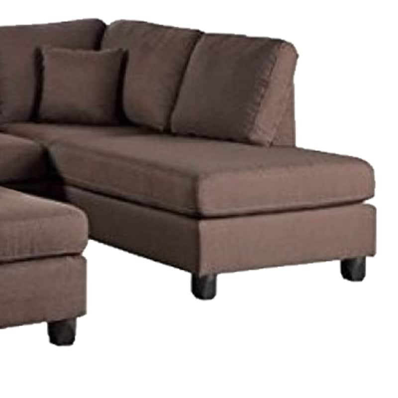Linen Fabric 3 Pieces Sectional In Chocolate Brown
