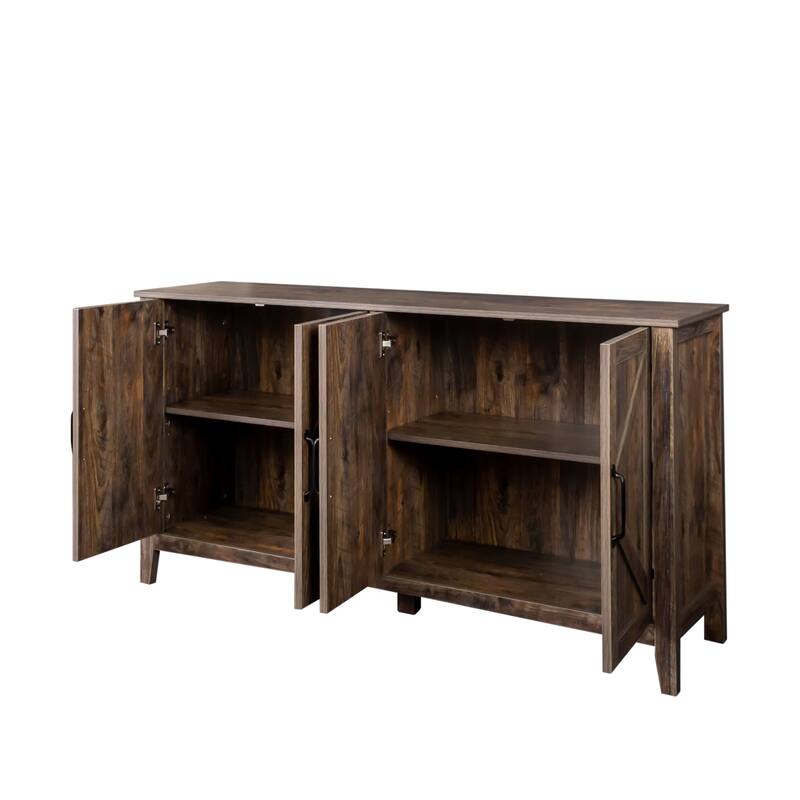 GDF Studio - Judland Rustic 31.50" Tall Freestanding Sideboard Storage Cabinet with Doors and Open Shelves