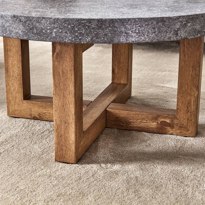 Modern Gray Texture Mdf Round Coffee Table - 31.4" Diameter,A Modern Retro Circular Coffee Table With A Diameter Of 31.4 Inches