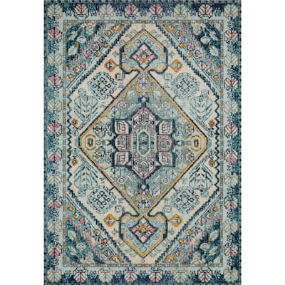 Alexander Home Vintage Boho Diamond Medallion Distressed Rug