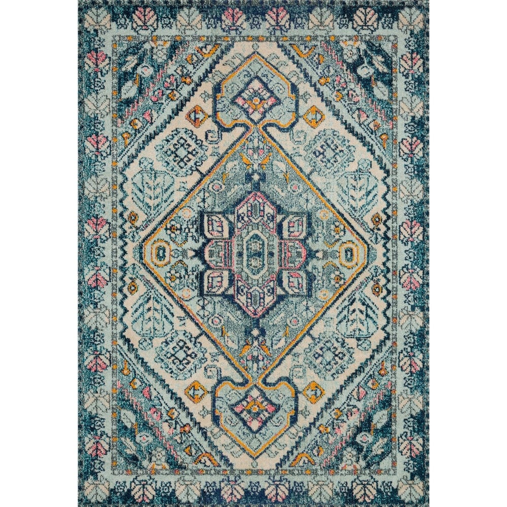 Alexander Home Vintage Boho Diamond Medallion Distressed Rug