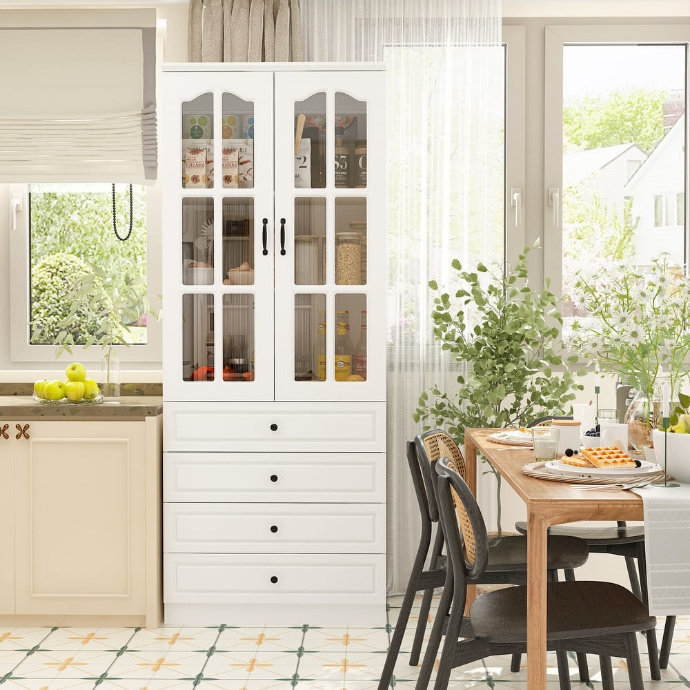 Home Office Storage Solution White Bookshelf, Pantry, and Display Unit