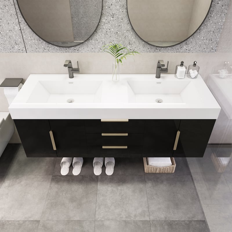 Noble 60" Wall Mounting Vanity with Reinforced Acrylic Double Sink