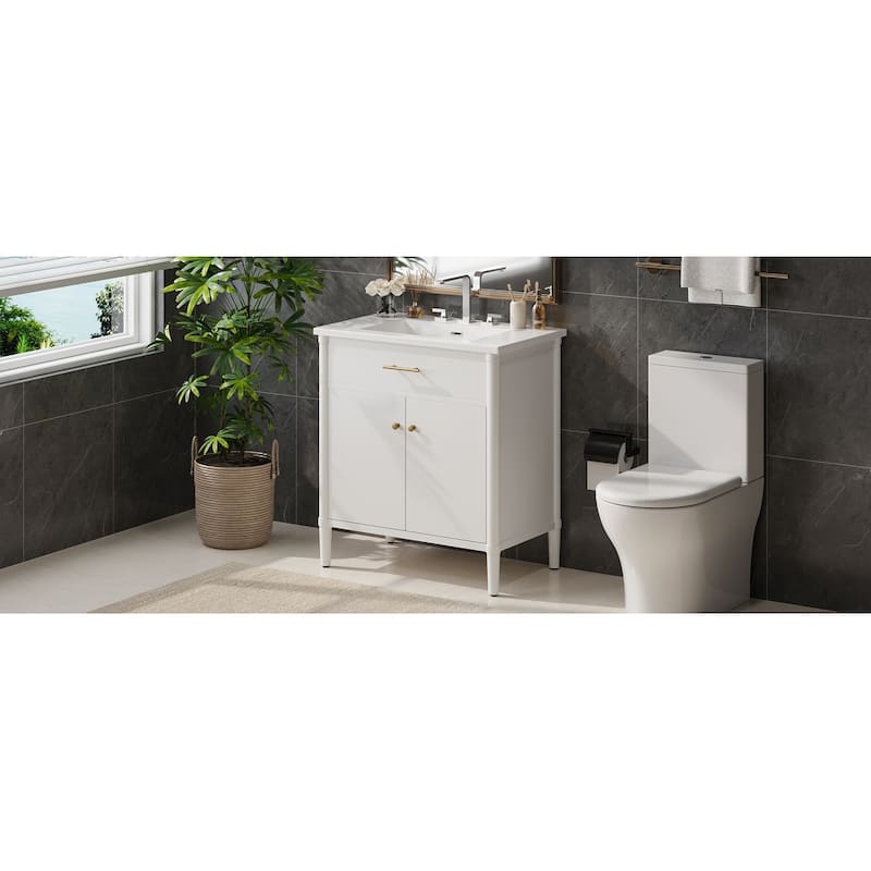 Bathroom Vanity with Sink, Bathroom Cabinet with Soft Close Doors and Adjustable Shelf