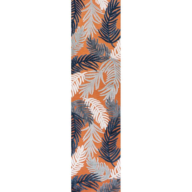 JONATHAN Y Sebastian Abstract Swirl Area Rug - 2 X 8 - Orange/Navy/Ivory