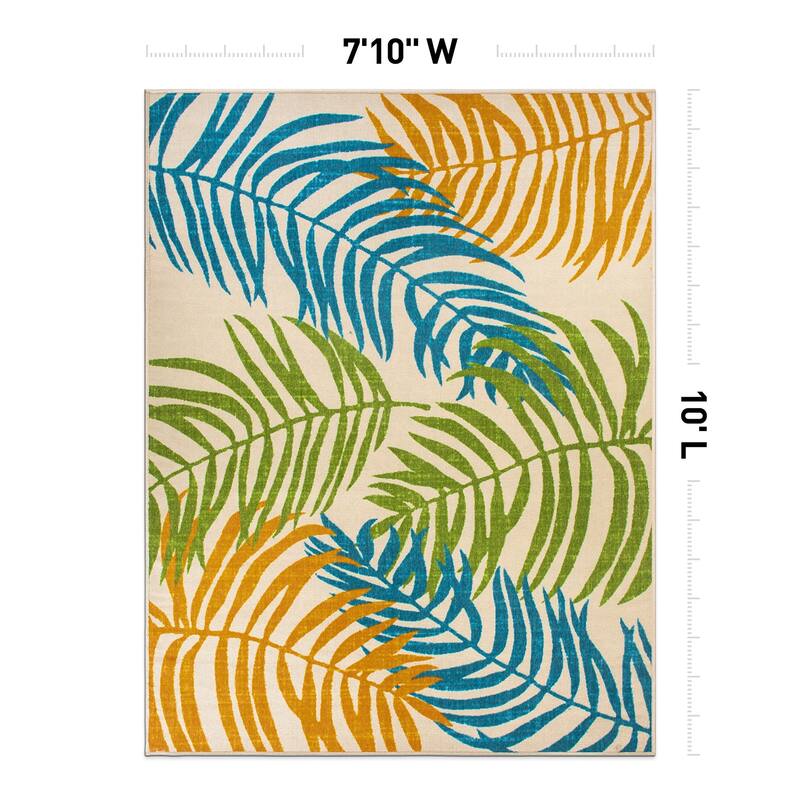 Floral Leaves Flatweave Indoor/Outdoor Area Rug