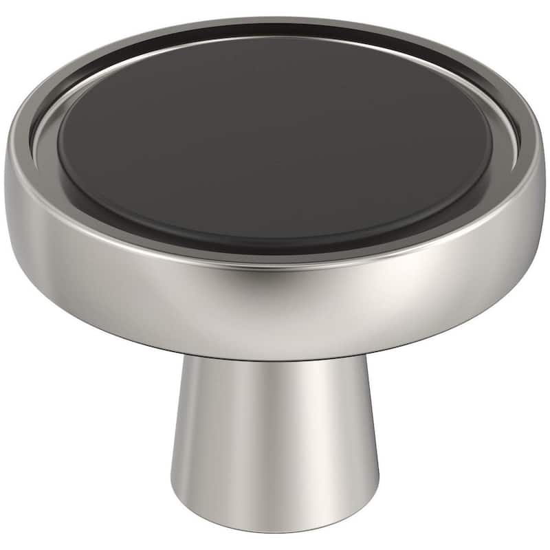 Amerock Mergence 1-3/8 Inch Mushroom Cabinet Knob - Matte Black / Polished Nickel
