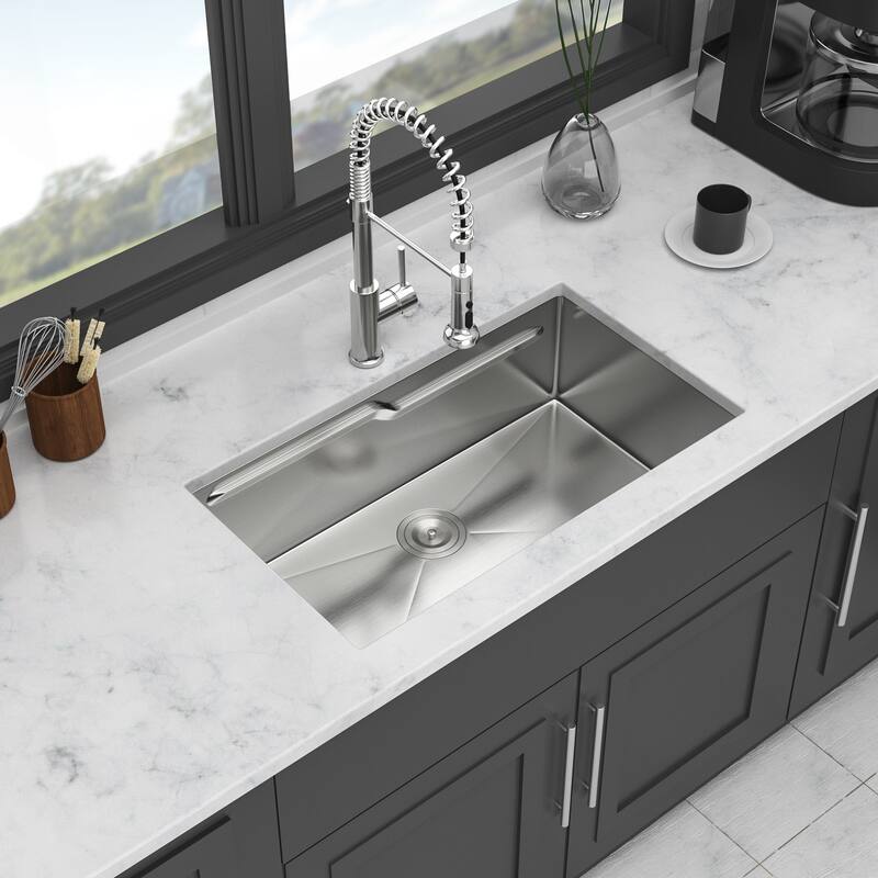 Undermount 16 Gauge Single Bowl Stainless Steel Kitchen Sink in Brushed Nickel