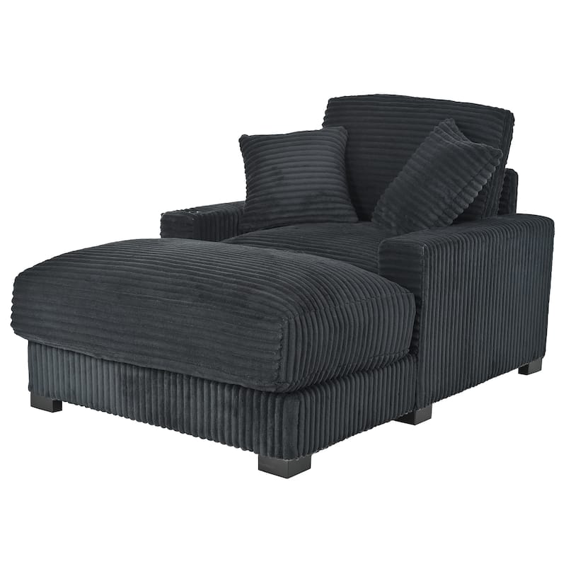 GDFStudio - Polyester 1-Seater 28.3" Chaise Lounge with Tufted Back and Arm