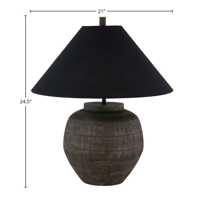 Stover 25" Table Lamp with Linen Shade, Black/Brown (Set of 2)
