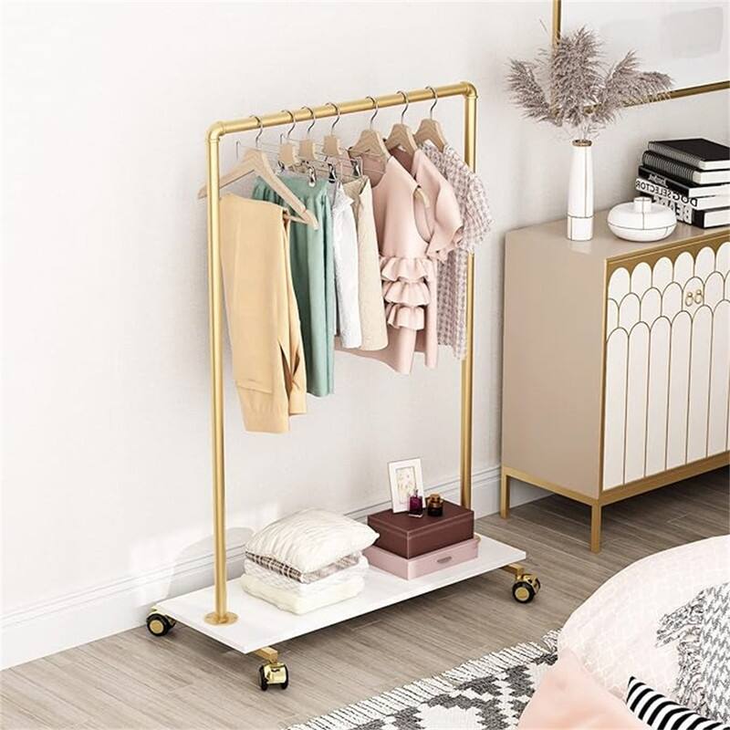 Metal Clothing Rack with Wood Shelf - 11.81"D x 37.4"W x 51.81"H