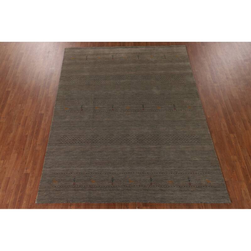 Tribal Gabbeh Indian Area Rug Hand-Knotted Wool Carpet - 7'10"x 9'10"