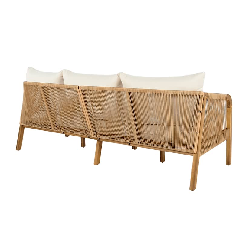 Christopher Knight Home - Mateo Outdoor 3-Pieces Acacia Wood Patio Sectional Chat Set
