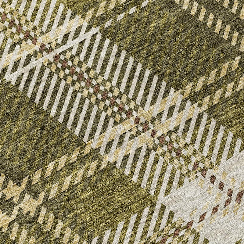 Machine Washable Indoor/ Outdoor Chantille Plaid Cozy Rug