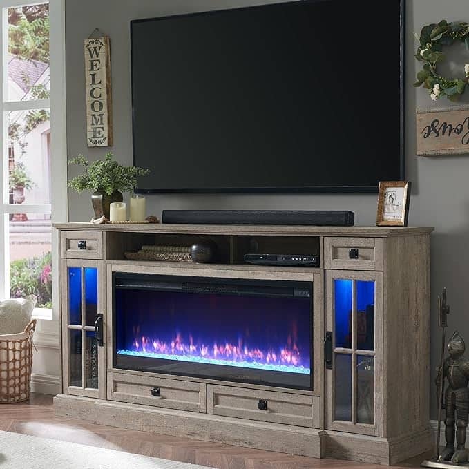 70" Farmhouse Fireplace TV Stand, Entertainment Center, Console Table
