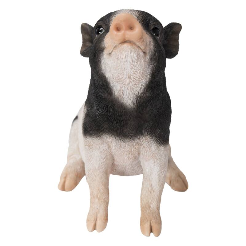 Sitting Baby Piglet Outdoor Garden Statue - Black - 6.25"
