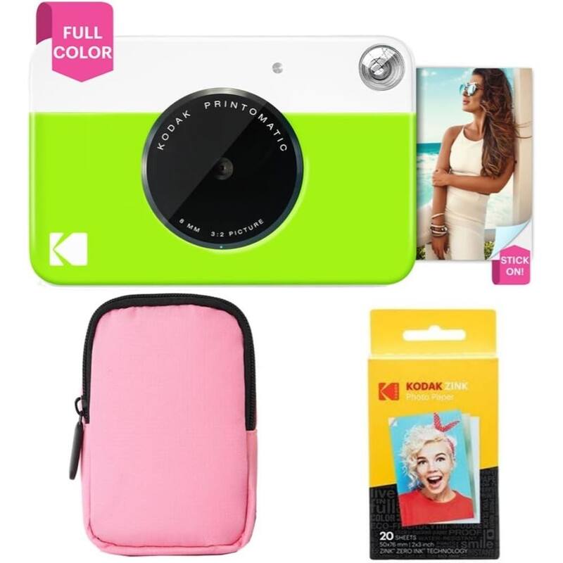 Kodak Printomatic Instant Camera Black Gift Bundle with Blue Case, 20 Zink Sheets, Album & More - N/A - Blue
