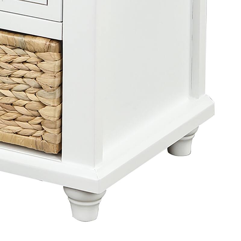 Classic Farmhouse Style Storage Bench with a Removable Linen Blend Seat Cushion