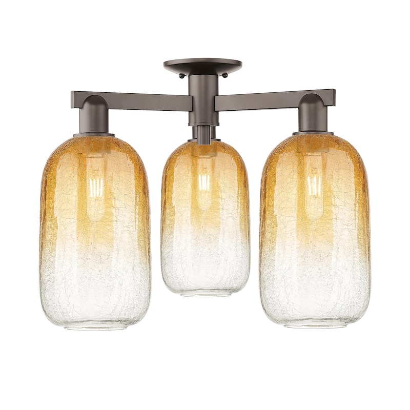 Innovations Lighting 716-3F-17-25 Brookhaven Cloche Semi-Flush - Oil Rubbed Bronze / Amber