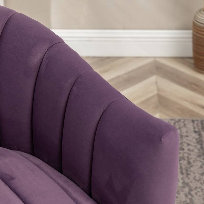 SEYNAR Modern Glam Velvet Upholstered Round 360 Degree Swivel Accent Barrel Chair Set of 2