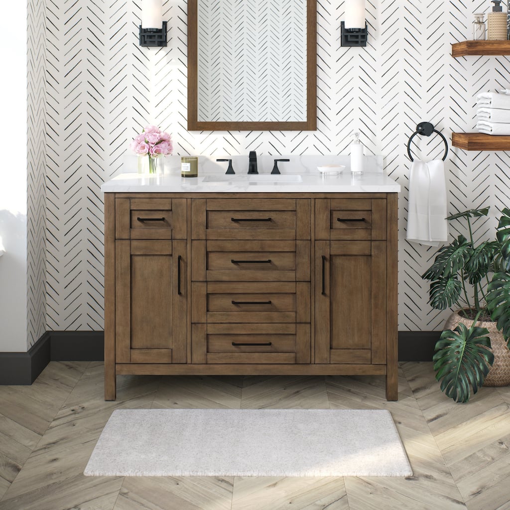 OVE Decors Tahoe 48 in. Modern Almond Latte Vanity