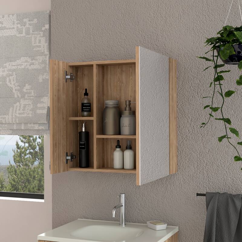 4-Shelf Bathroom Medicine Cabinet with Mirror