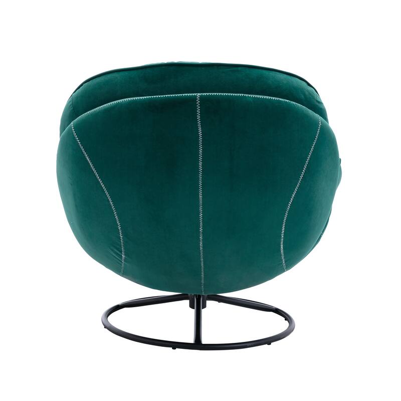 Velvet Swivel Accent Chair with Ottoman & Metal Legs (360° Rotation)