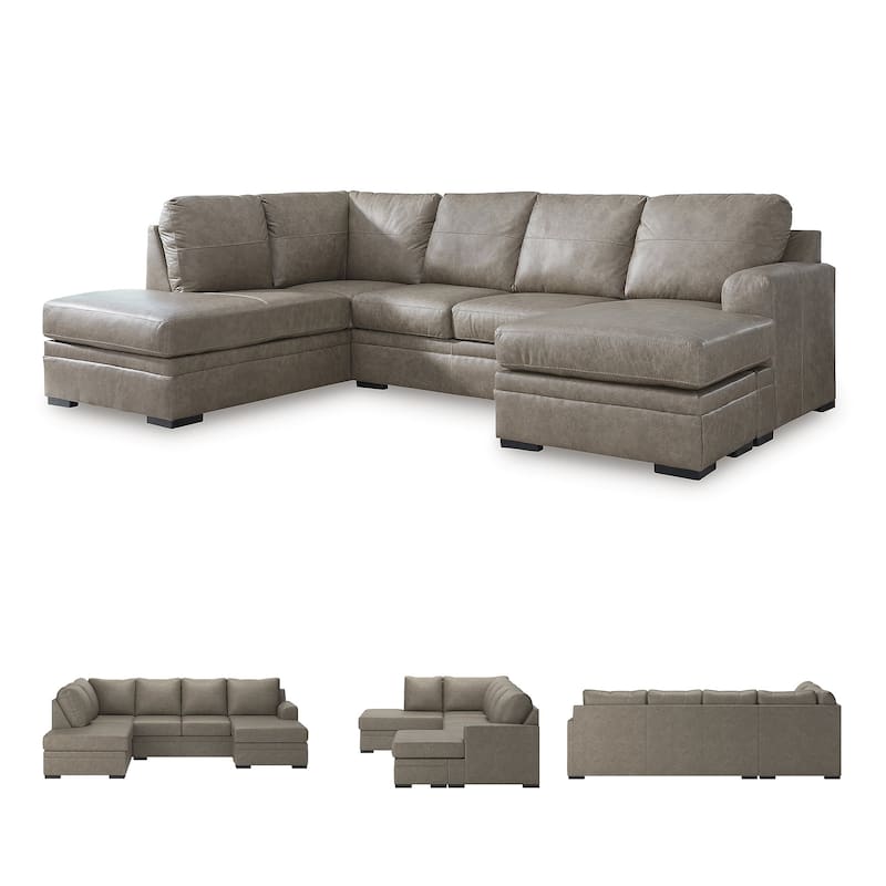 Signature Design by Ashley Amuleto Brown 2-Piece Sectional with Chaise - 124"W x 86"D x 40"H