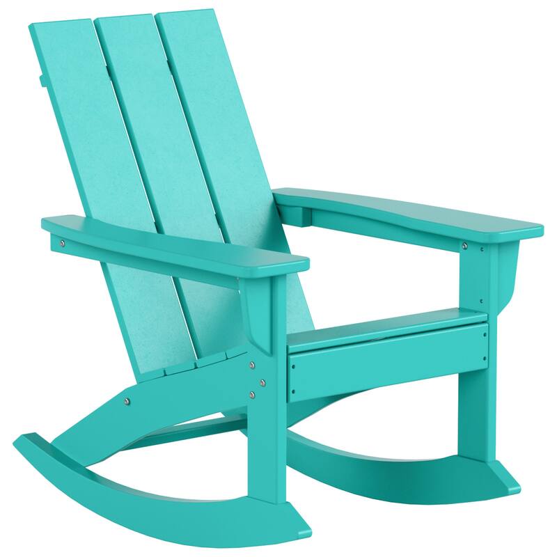 Shoreside Modern Eco-Friendly All Weather Poly Adirondack Rocking Chair - Turquoise