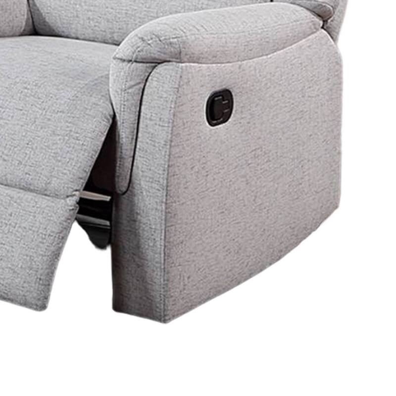 Ammy Manual Recliner Chair, Pillow Arms, Solid Wood, White Faux Burlap