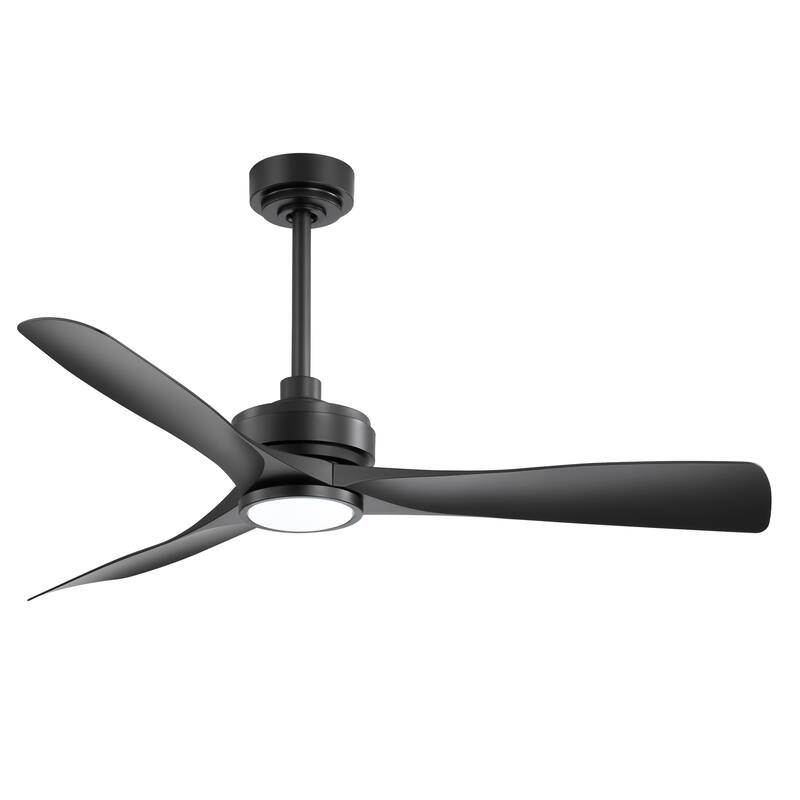 52-inch Black Waterproof Outdoor Ceiling Fan with Light Remote(3-Blade)