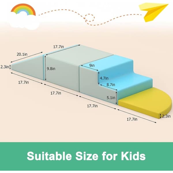 dimension image slide 2 of 4, 4 Pieces Baby Kids Climbing Toys Indoor Soft Foam Activity Play Set