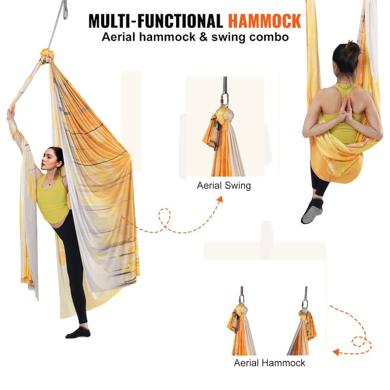 Aerial Yoga Hammock & Swing Kit 5.5 Yards with Full Rigging Hardware - Gradient-Gold