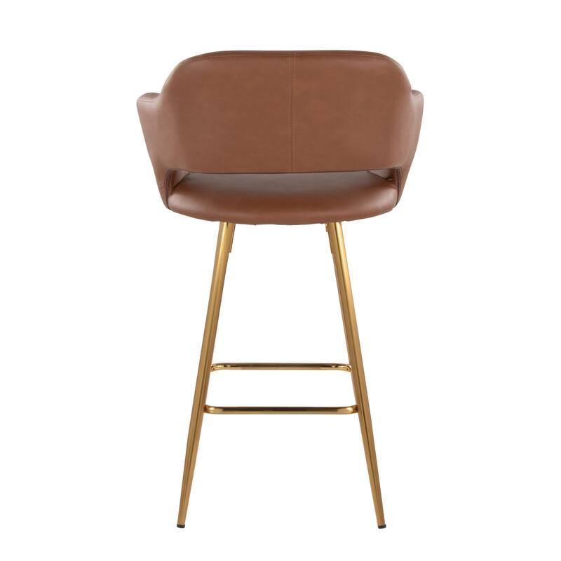 Porch & Den Vallen 26" Fixed-Height Faux Leather Counter Stool with Metal Legs & Square Footrest (Set of 2)