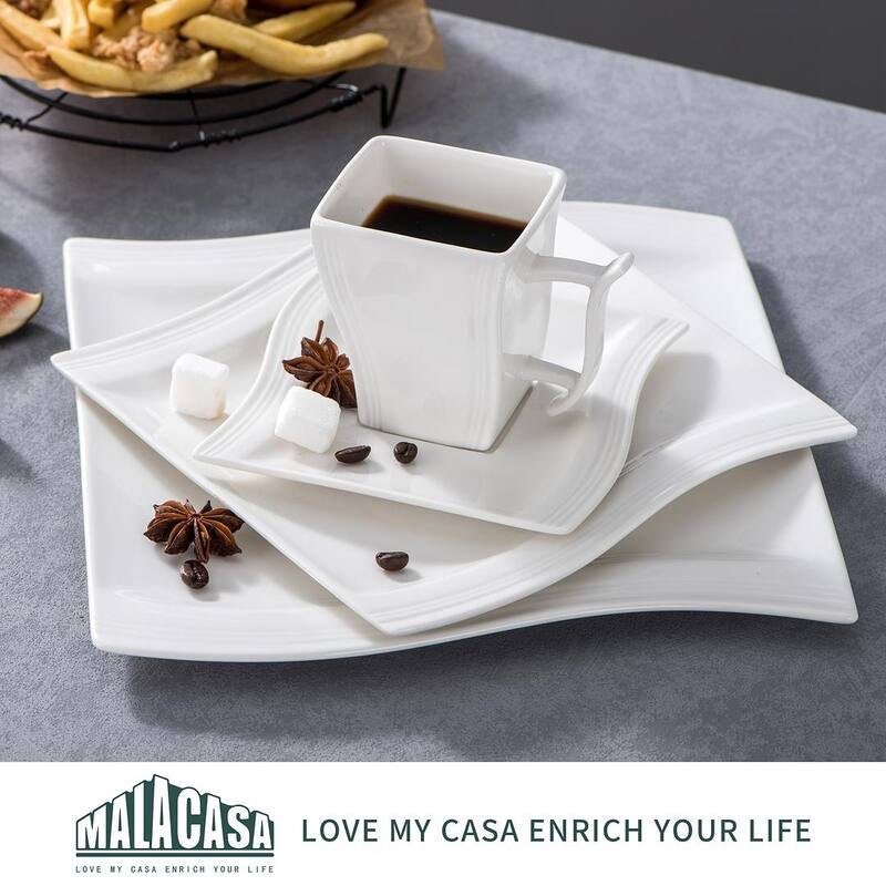 MALACASA Flora Wavy Modern Porcelain Dinnerware Set (Service for 6)