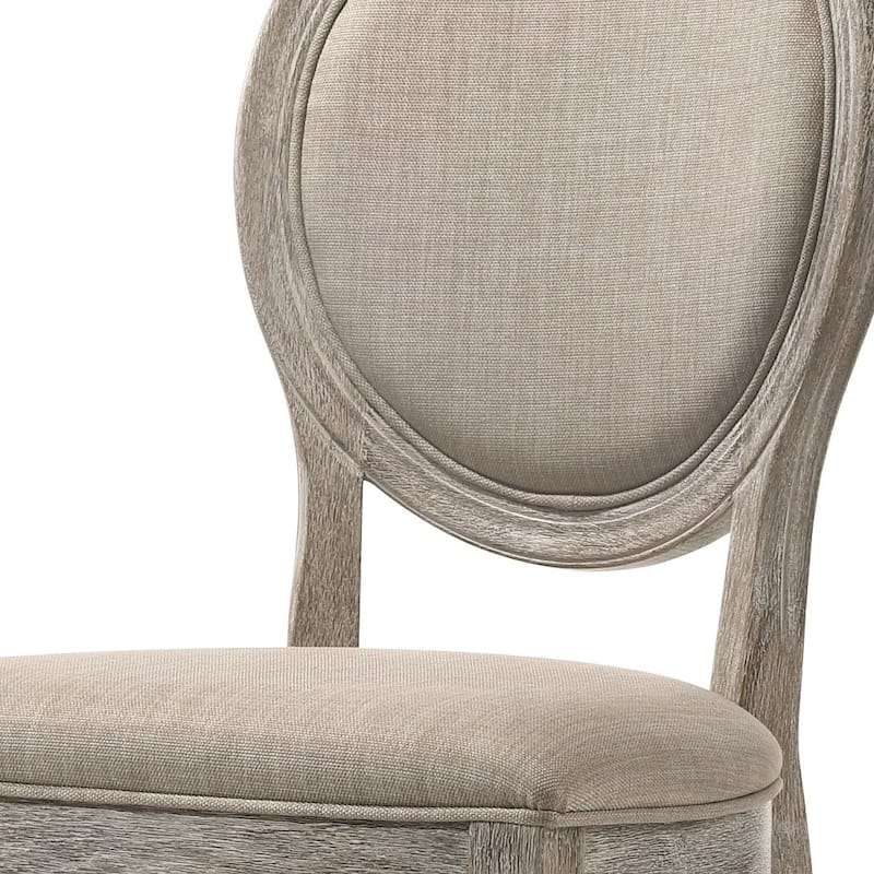 HomeRoots Set of Two Tan and Oak Upholstered Fabric King Louis Back Dining Side Chairs - 20 in. x 40 in. x 22 in.