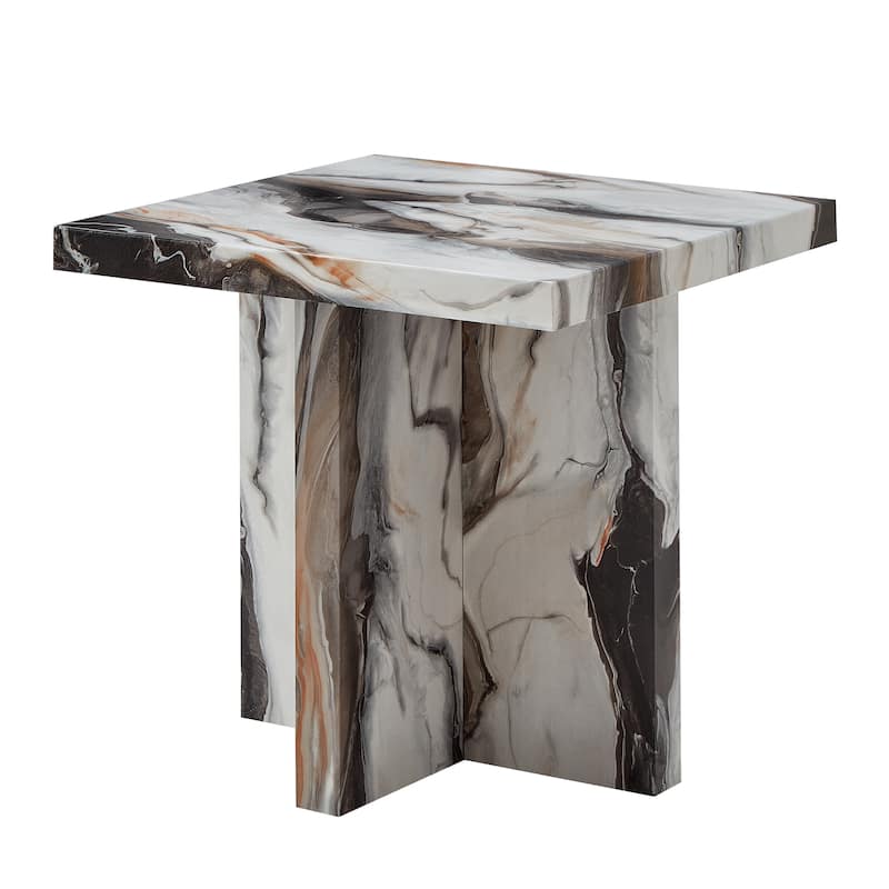 Roundhill Furniture Cavira Modern Faux Marble Living Room End/Side Table