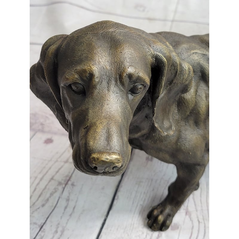 Dachshund Weiner Dog Bronze Metal Figure Figurine Sculpture Statue Decor Original Art 9 Inches X 17 Inches