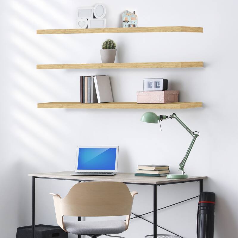 Sorbus Floating Shelves for Wall - 55 Inch Extra-Long Bathroom Shelves- Mounted Floating Shelf with Hidden Brackets (3 Pack)