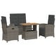 preview thumbnail 45 of 75, vidaXL Patio Dining Set with Cushions Outdoor Seating Gray Poly Rattan