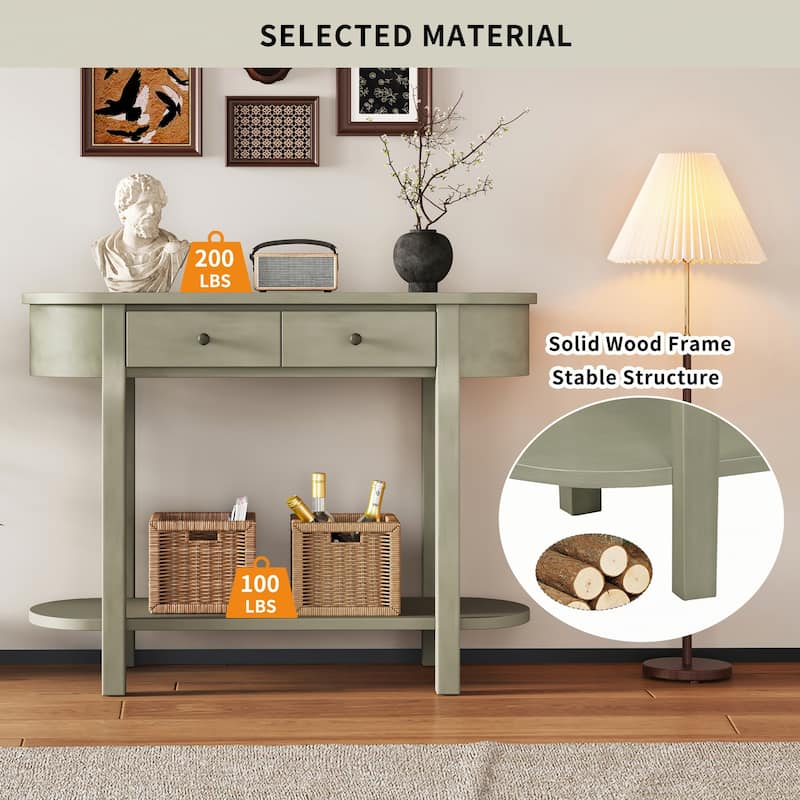 Retro Console Table with Curved Design,Grey