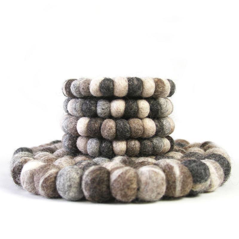 The Curated Nomad Southard Neutral Felt Ball Coaster (Set of 4)