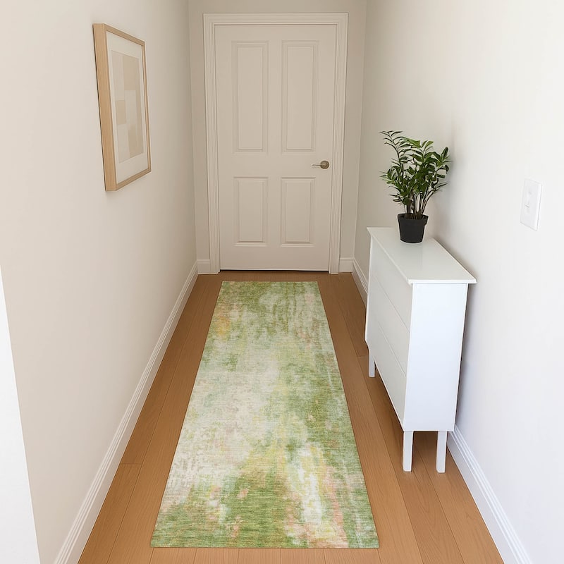 Premium Washable Super Soft Abstract Modern Mayfield Rug - Sage - 2'3" x 7'6"