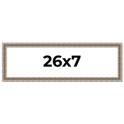 26x7 Frame Silver Versailles Ornate Solid Wood Picture Frame | 1 Inch